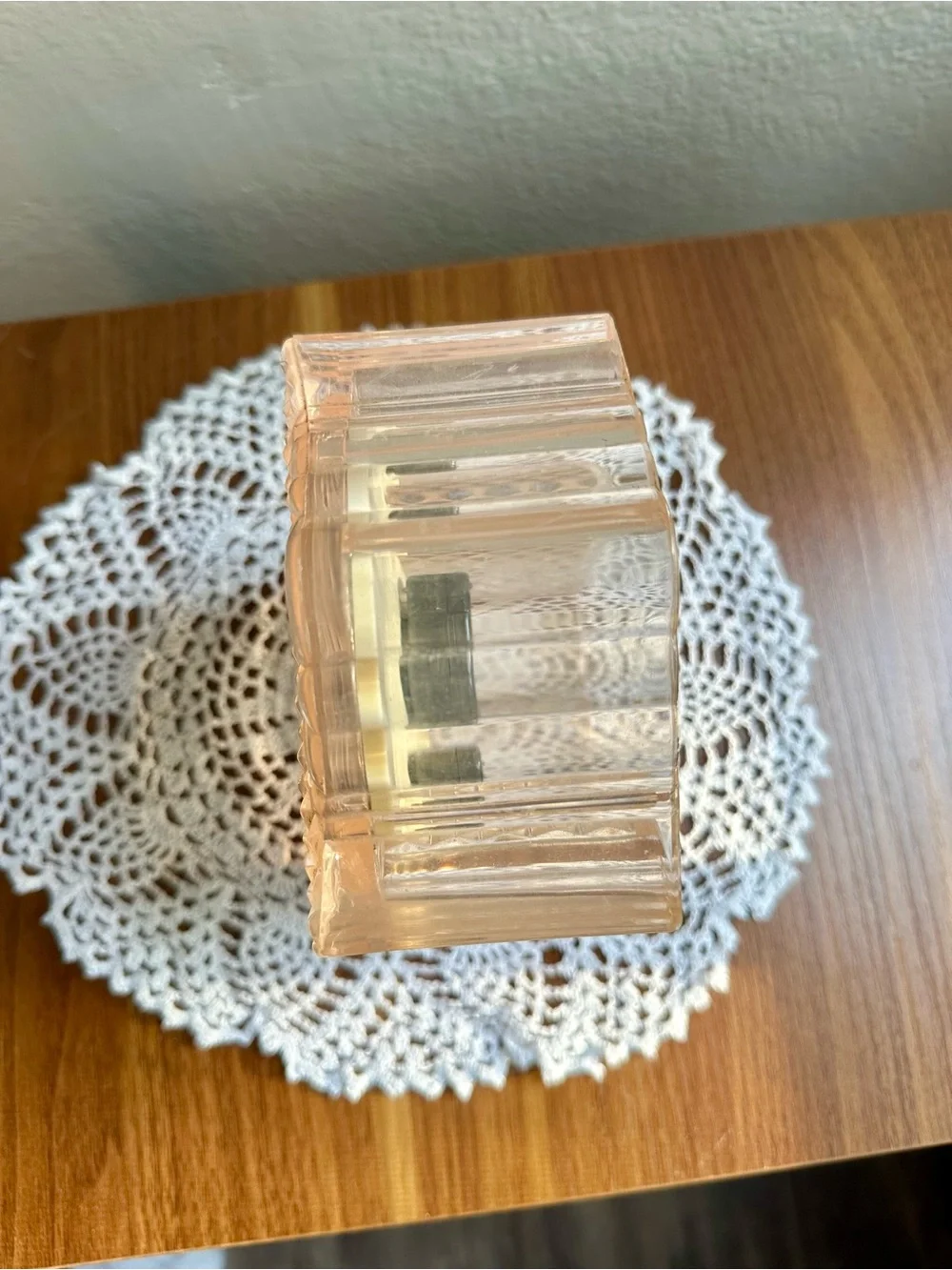 Vintage Pink Acrylic Quartz Mantel Clock Art Deco Style Non Working